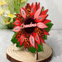 Nana, maman, tante Famille Tournesol - Anniversaire, cadeau d'amour pour mère, grand-mère, grand-mère - Plaque en bois personnalisée à 2 couches avec support 