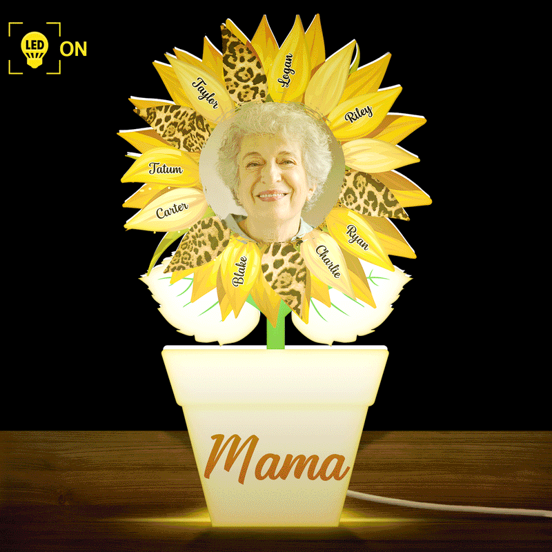 Custom Photo Nana, Mom, Auntie Sunflower - Birthday, Loving Gift For Mother, Grandma, Grandmother - Personalized Custom Shaped Photo Light Box