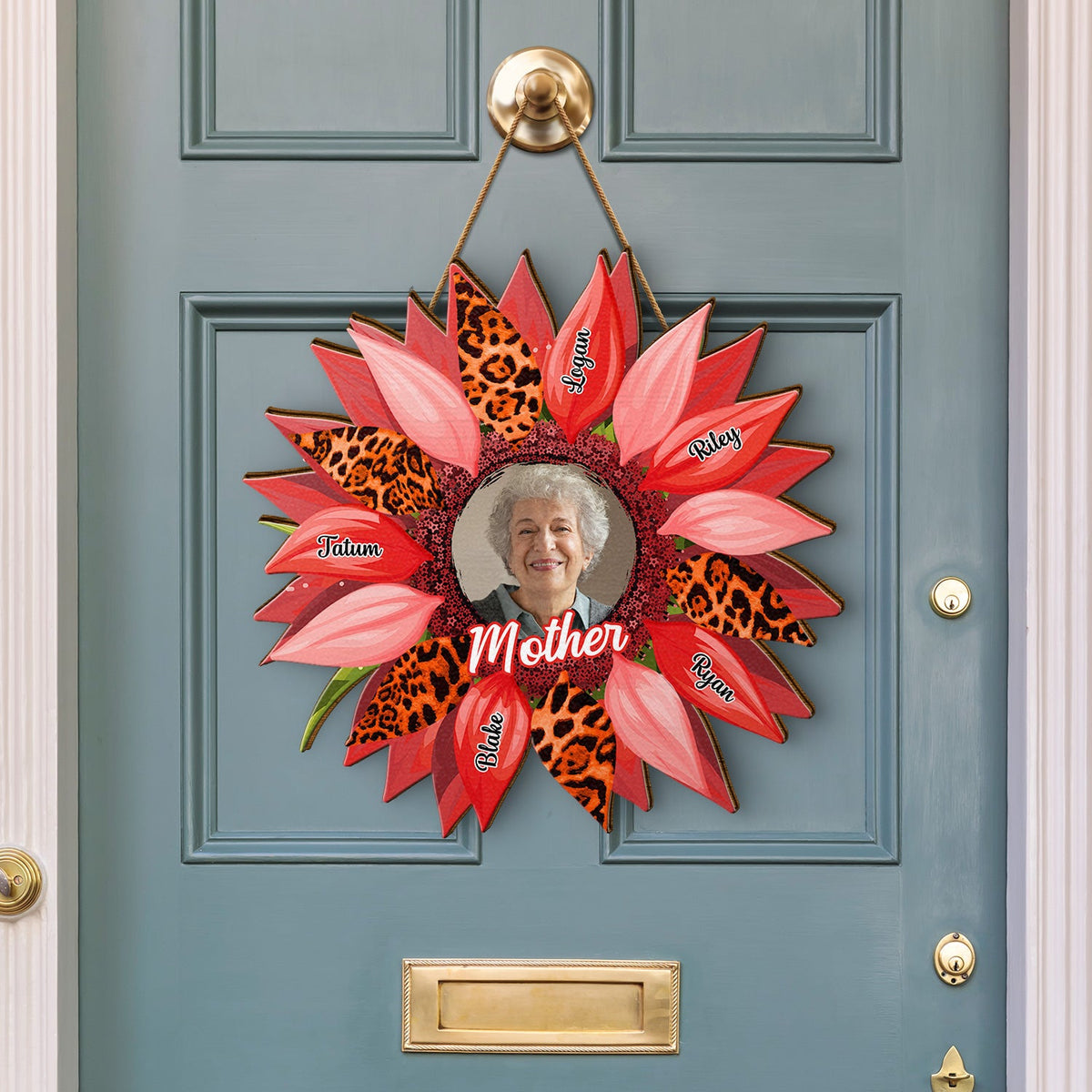 Custom Photo Nana, Mom, Auntie Family Sunflower - Birthday, Loving Gift For Mother, Grandma, Grandmother - Personalized Custom Shaped Wood Sign