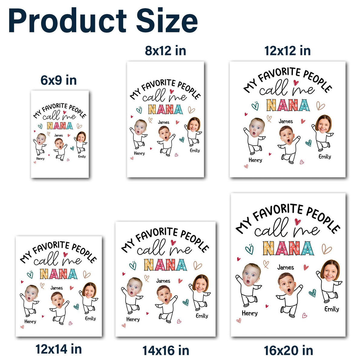 Custom Photo My Favorite People Call Me Nana, Mom - Loving Gift For Mother, Grandma, Grandmother - Personalized Decor Decal