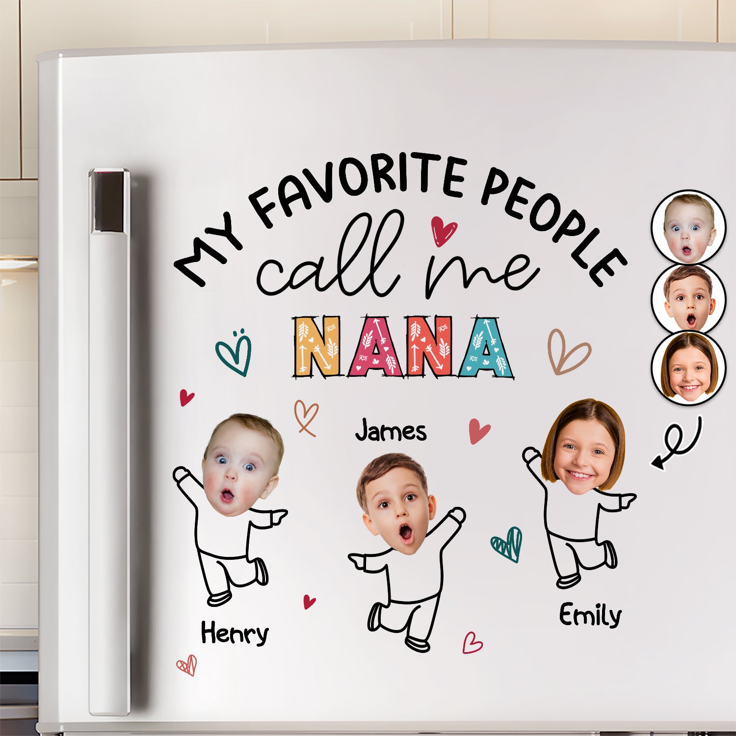 Custom Photo My Favorite People Call Me Nana, Mom - Loving Gift For Mother, Grandma, Grandmother - Personalized Decor Decal