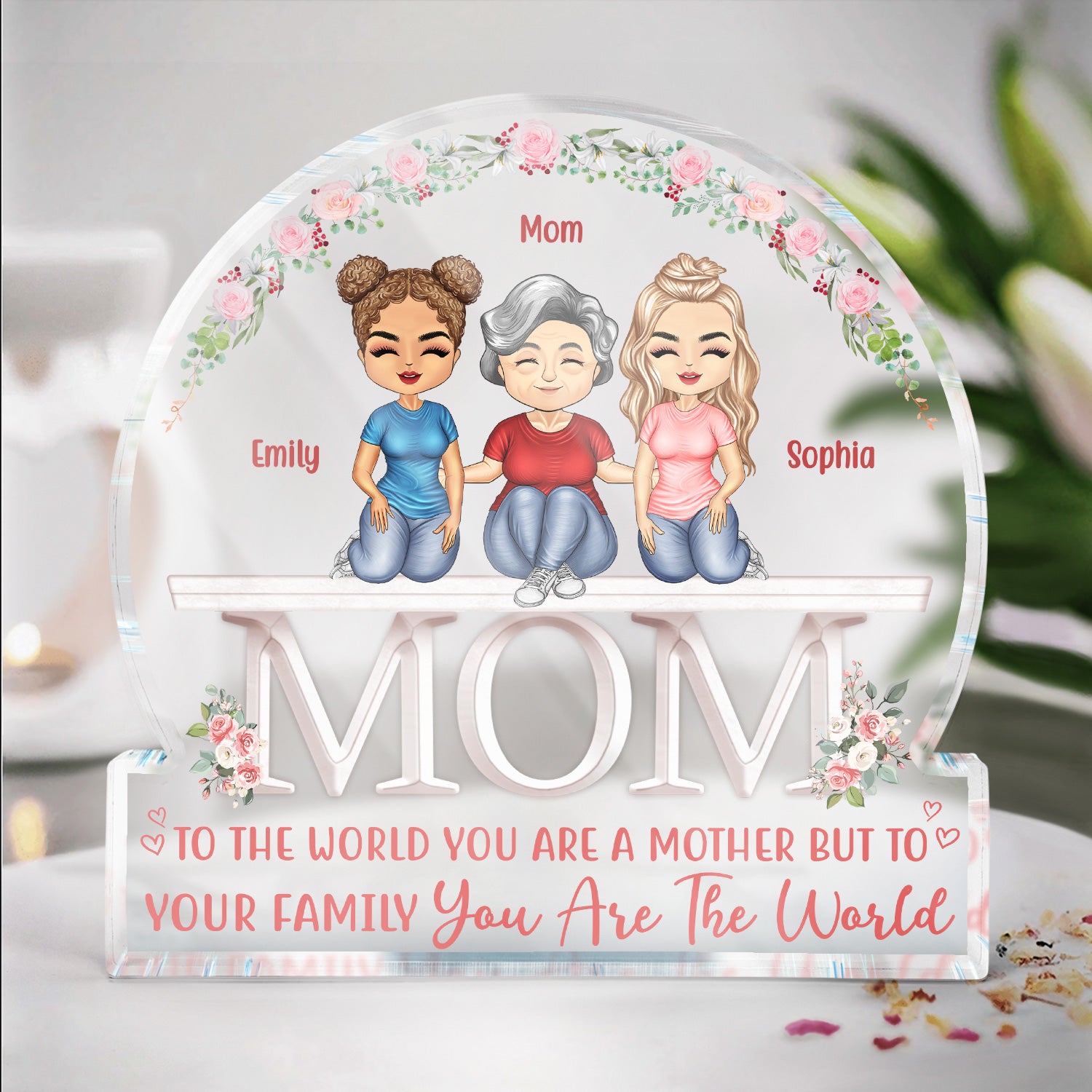 To The World You Are A Mother - Loving Gift For Mother, Grandma, Grandmother - Personalized Round Shaped Acrylic Plaque