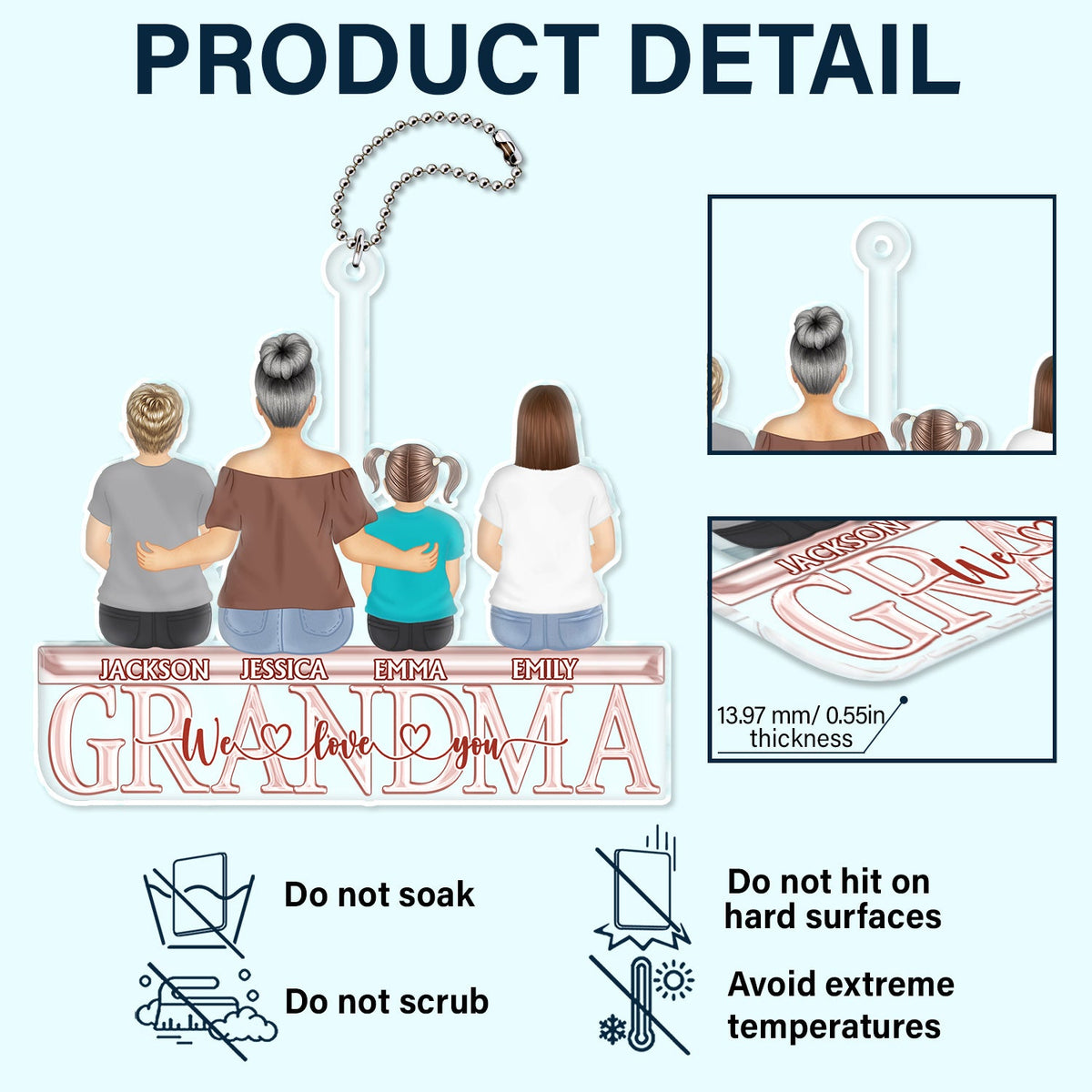 We Love You - Loving Gift For Mother, Grandma, Grandmother - Personalized Acrylic Car Hanger