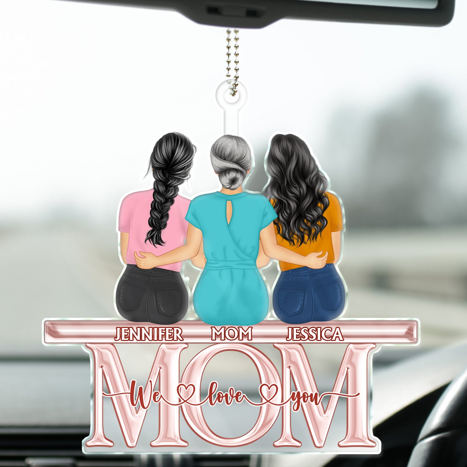 We Love You - Loving Gift For Mother, Grandma, Grandmother - Personalized Acrylic Car Hanger