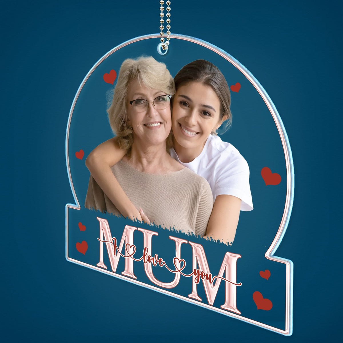 Custom Photo Love Mom Nana - Loving Gift For Mother, Grandma, Grandmother - Personalized Acrylic Car Hanger