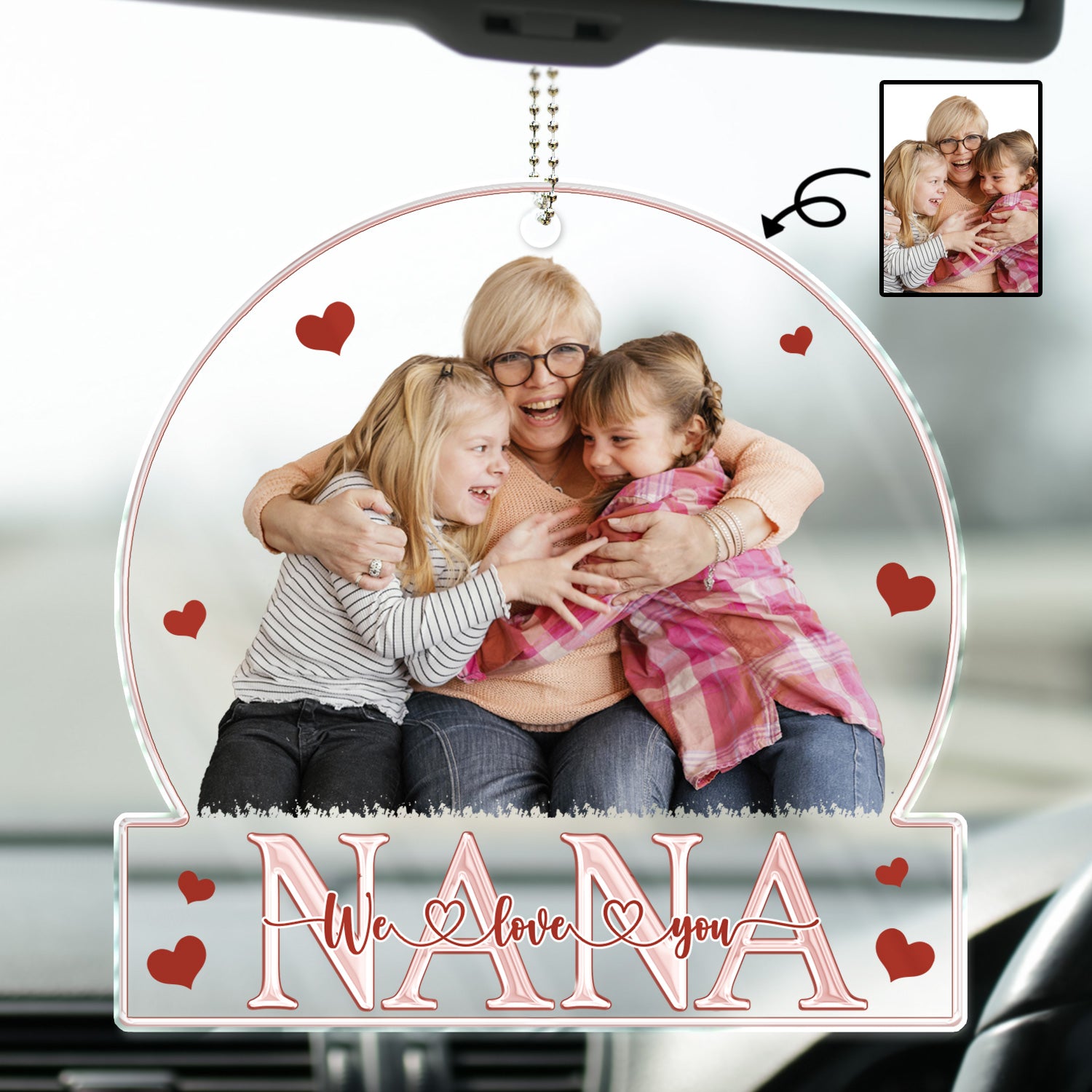 Custom Photo Love Mom Nana - Loving Gift For Mother, Grandma, Grandmother - Personalized Acrylic Car Hanger