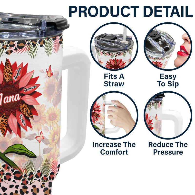 Nana, Mom, Auntie Sunflower - Birthday, Loving Gift For Mother, Grandma, Grandmother - Personalized 40oz Tumbler With Straw