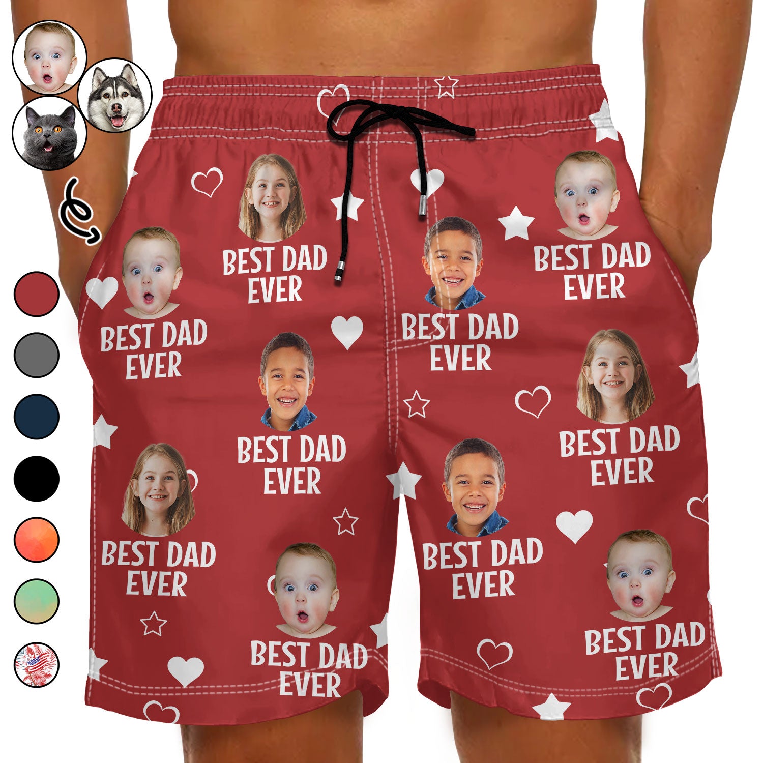 Custom Photo Funny I Love My Dad - Gift For Dog Dad, Cat Dad, Fathers, Pet Lovers - Personalized Unisex Beach Shorts