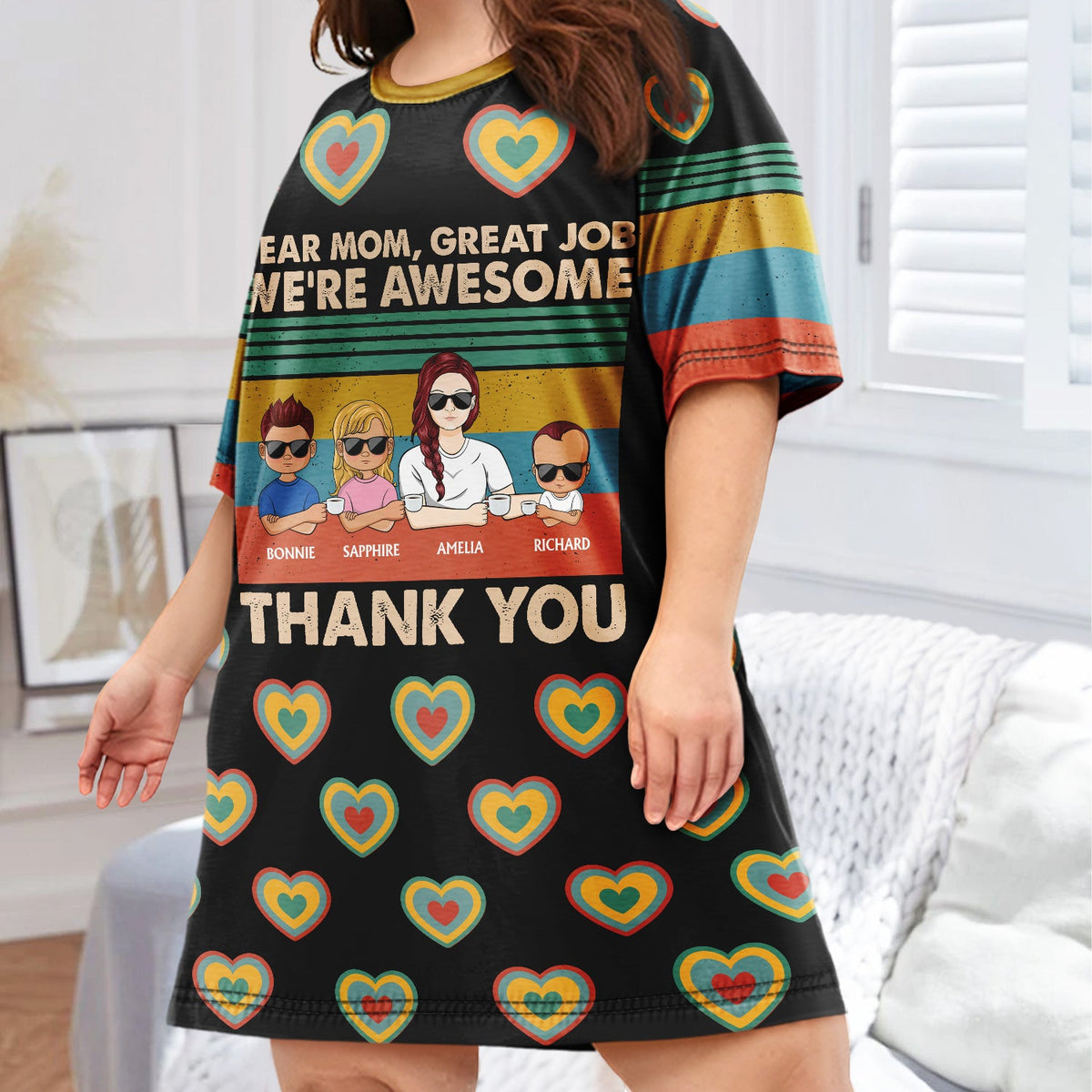 Chère maman, bon travail, nous sommes géniaux, merci Young - Cadeau d'anniversaire et d'amour pour mère, grand-mère, grand-mère - T-shirt de sommeil personnalisé pour femme