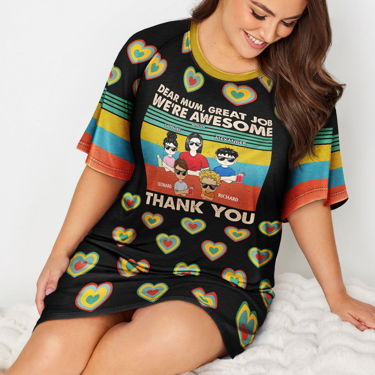 Chère maman, bon travail, nous sommes géniaux, merci Young - Cadeau d'anniversaire et d'amour pour mère, grand-mère, grand-mère - T-shirt de sommeil personnalisé pour femme