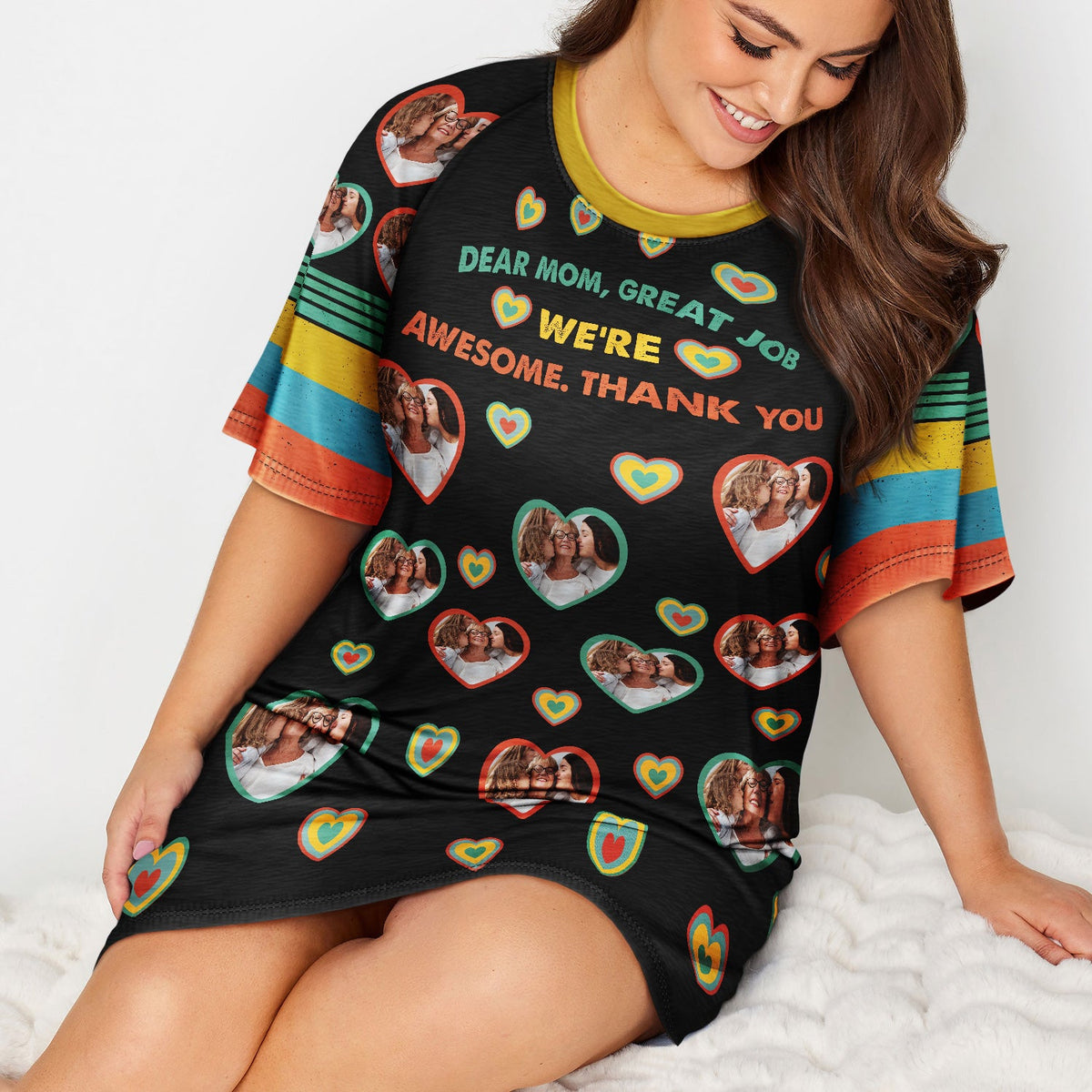 Custom Photo Dear Mom Great Job We're Awesome Thank You - Birthday, Loving Gift For Mum, Mother, Grandma - Personalized Women's Sleep Tee