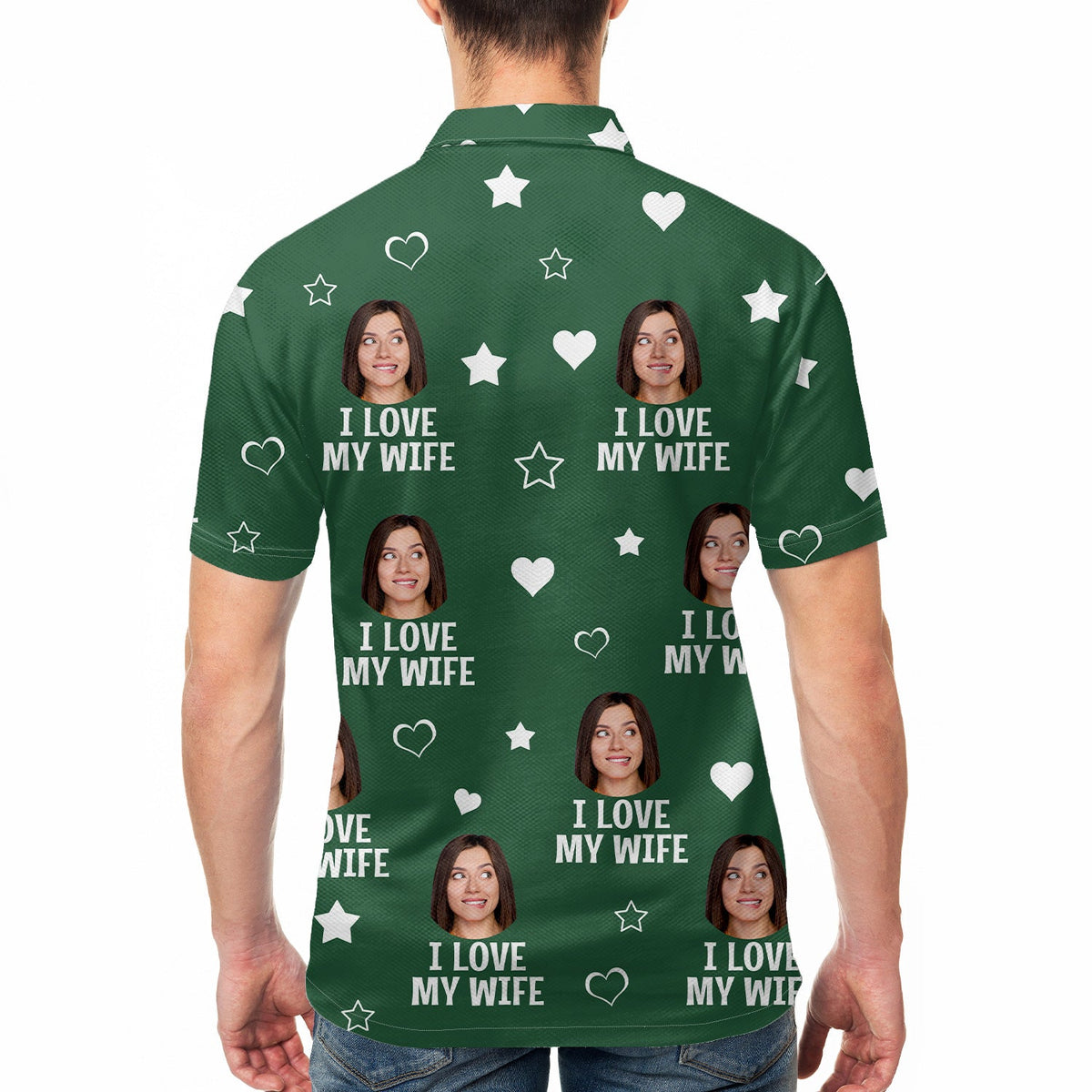 Polo personnalisé avec photo humoristique « J'aime mon amoureux » – Cadeau pour mari ou petit ami