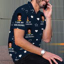 Polo personnalisé avec photo humoristique « J'aime mon amoureux » – Cadeau pour mari ou petit ami