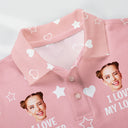 Polo personnalisé avec photo humoristique « J'aime mon amoureux » – Cadeau pour mari ou petit ami