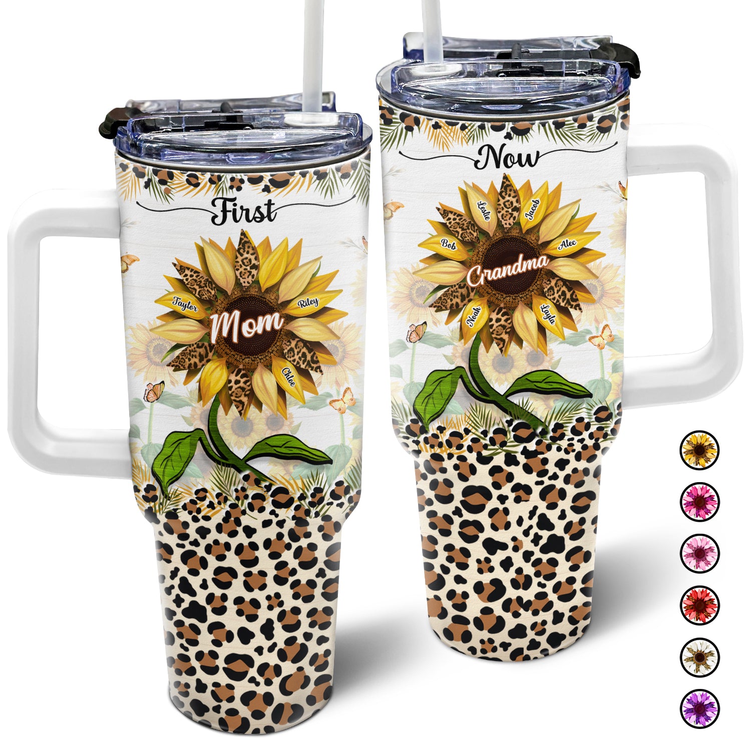 First Mom Now Grandma - Gift For Mothers, Grandmas, Aunties - Personalized 40oz Tumbler With Straw