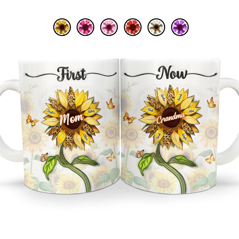 First Mom Now Grandma - Gift For Mothers, Grandmas, Aunties - Personalized White Edge-to-Edge Mug