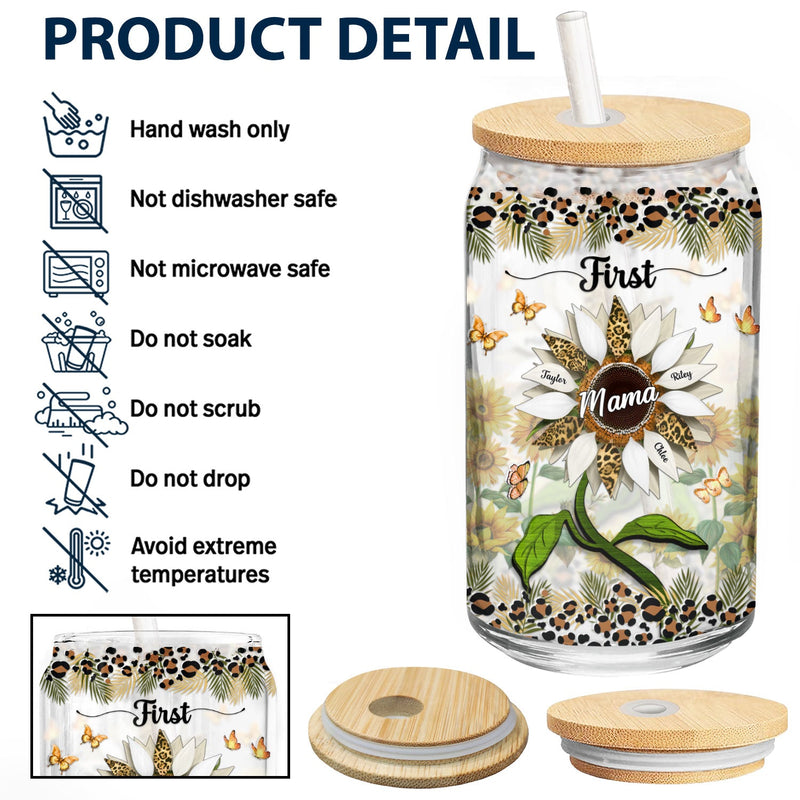 First Mom Now Grandma - Gift For Mothers, Grandmas, Aunties - Personalized Clear Glass Can