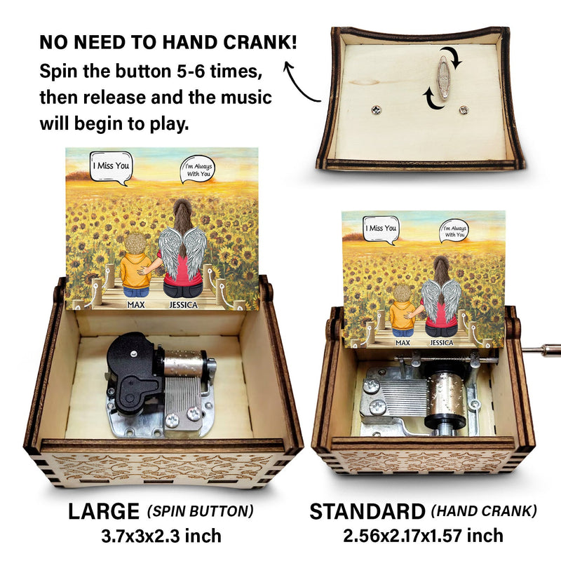 I Miss You I Know - Memorial Gift For Family, Friends, Siblings - Personalized Spin Button, Hand Crank Music Box