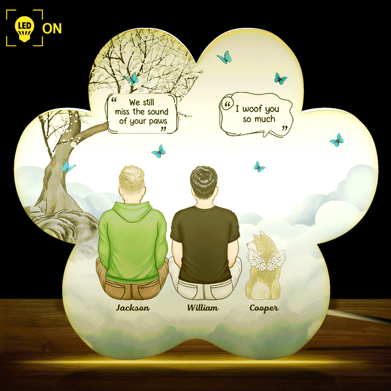 I Miss You - Memorial Gift For Pet Lovers, Dog Mom, Dog Dad, Cat Mom, Cat Dad, Pet Couple - Personalized Custom Shaped Light Box