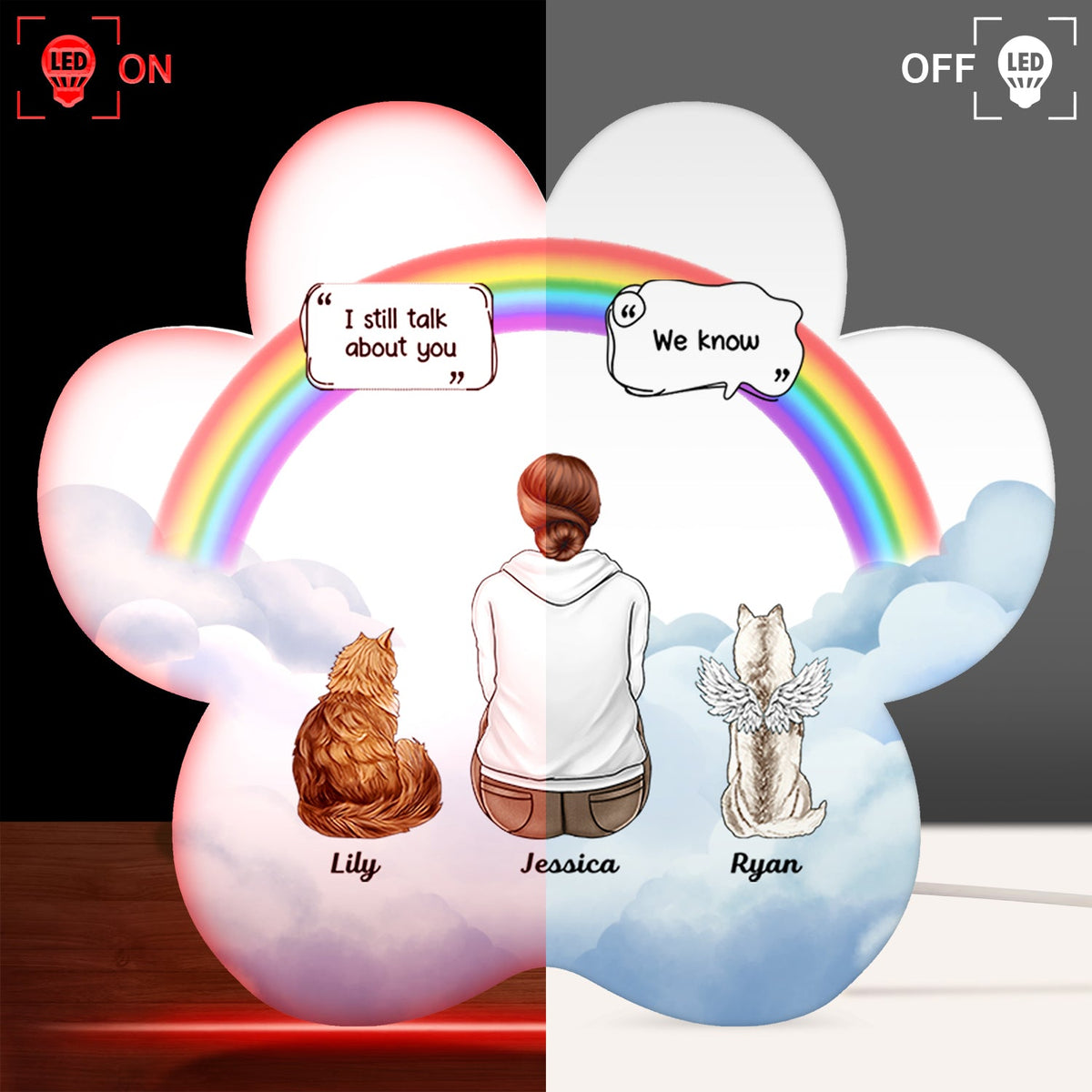 I Miss You - Memorial Gift For Pet Lovers, Dog Mom, Dog Dad, Cat Mom, Cat Dad, Pet Couple - Personalized Custom Shaped Light Box