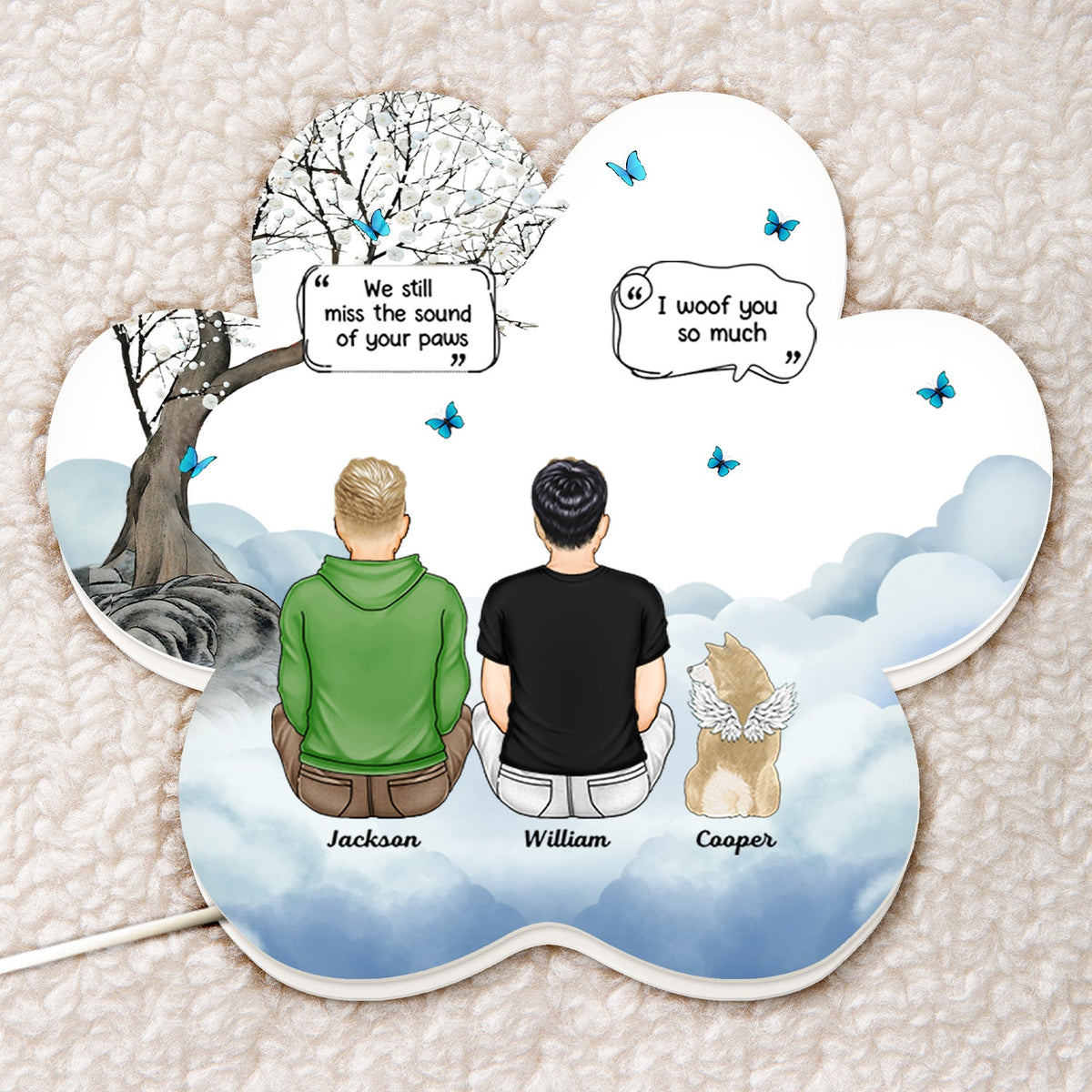 I Miss You - Memorial Gift For Pet Lovers, Dog Mom, Dog Dad, Cat Mom, Cat Dad, Pet Couple - Personalized Custom Shaped Light Box