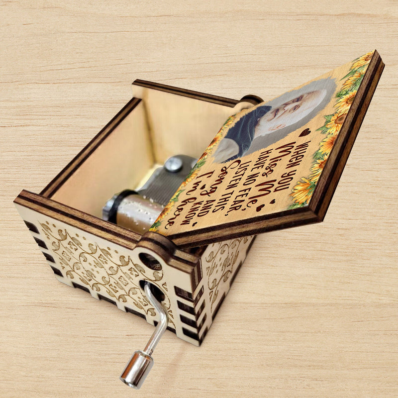 Custom Photo When You Miss Me - Loving, Memorial Gift For Family, Siblings, Friends - Personalized Spin Button, Hand Crank Music Box