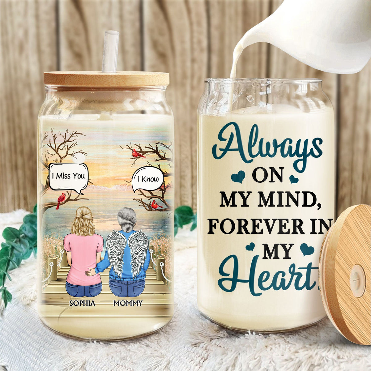 I Miss You I Know - Memorial Gift For Family, Friends, Siblings - Personalized Clear Glass Can