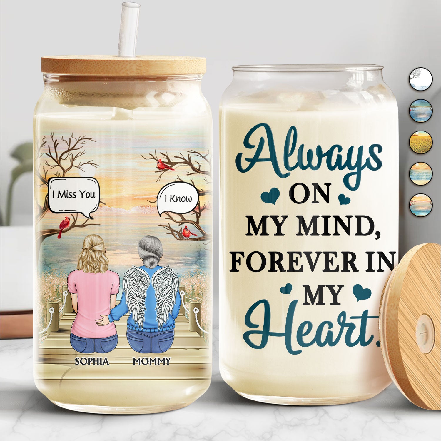 I Miss You I Know - Memorial Gift For Family, Friends, Siblings - Personalized Clear Glass Can
