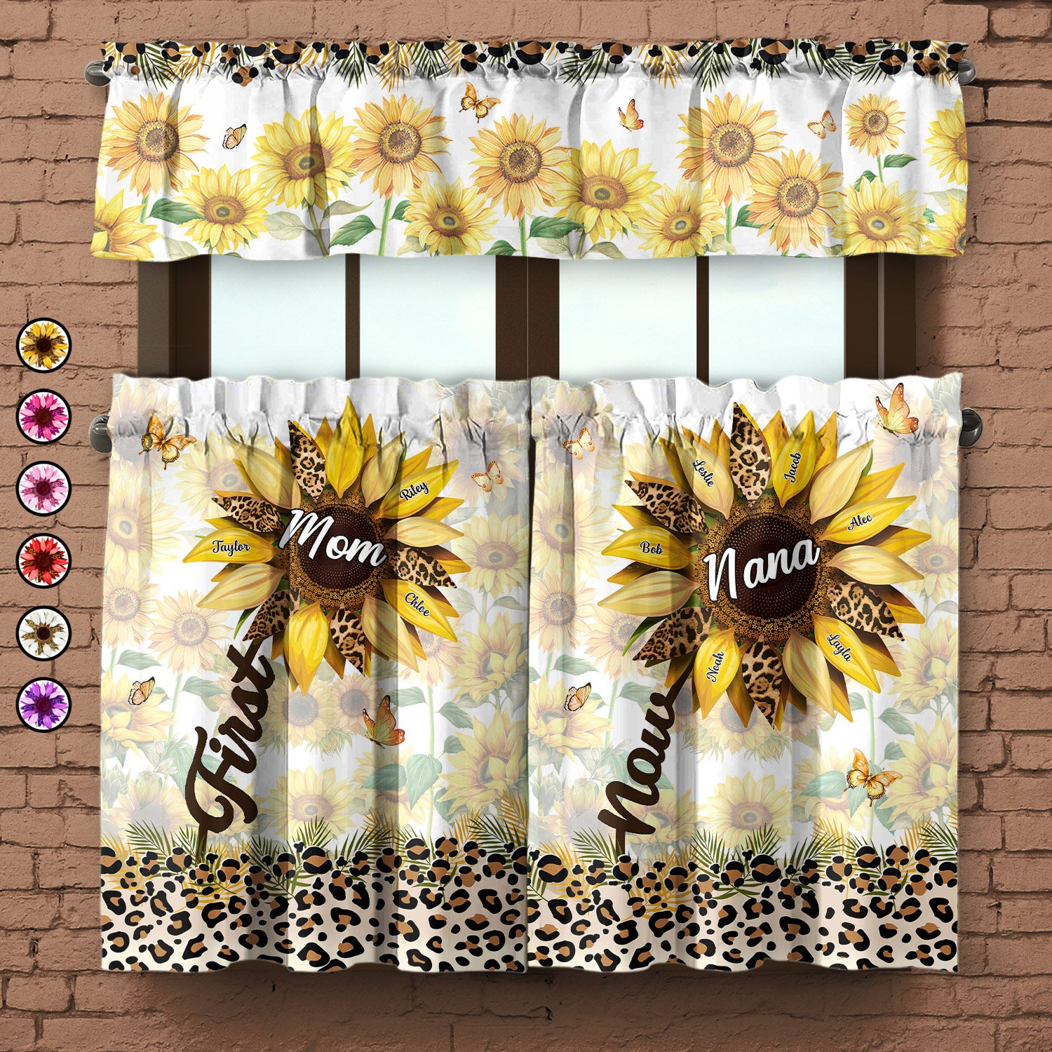 First Mom Now Grandma - Gift For Mothers, Grandmas, Aunties - Personalized Curtain Valance and Tiers Set