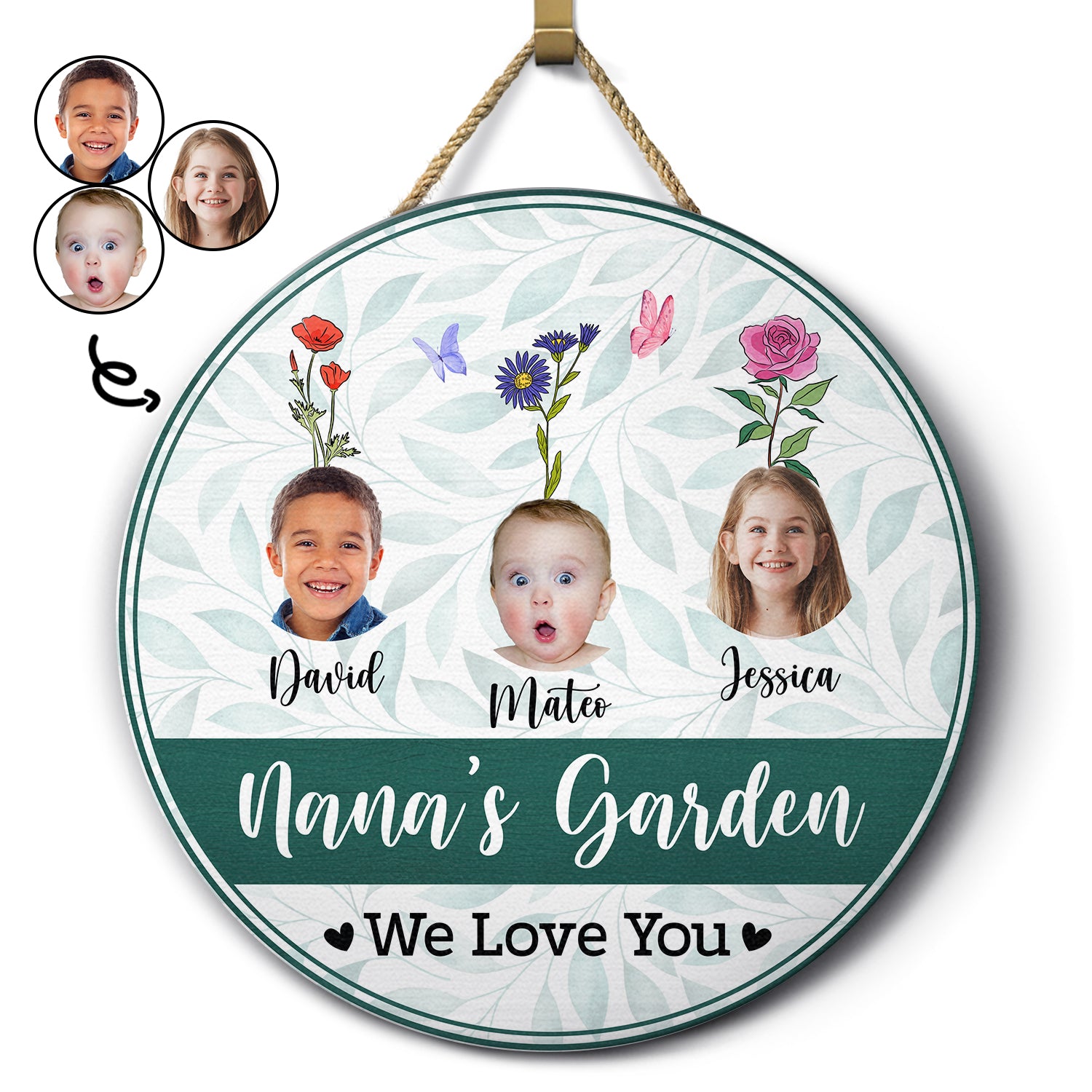 Custom Photo Nana's Garden - Gift For Mothers, Grandmas - Personalized Wood Circle Sign