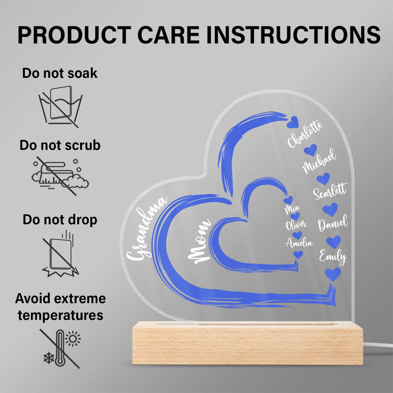 First Mom Now Grandma Floral - Gift For Mothers, Grandmas, Aunties - Personalized 3D Led Light Wooden Base