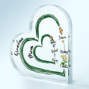 First Mom Now Grandma Floral - Gift For Mothers, Grandmas, Aunties - Personalized Heart Shaped Acrylic Plaque