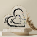 First Mom Now Grandma Floral - Gift For Mothers, Grandmas, Aunties - Personalized Heart Shaped Acrylic Plaque