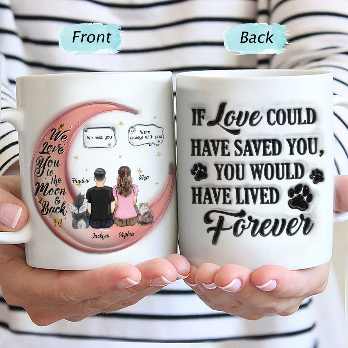 I Love You To The Moon And Back - Memorial Gift For Pet Lovers, Dog Mom, Dog Dad, Cat Mom, Cat Dad - 3D Inflated Effect Printed Mug, Personalized Mug