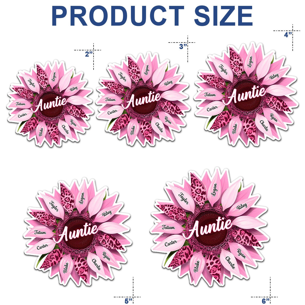 Nana, Mom, Auntie Family Sunflower - Birthday, Loving Gift For Mother, Grandma, Grandmother - Personalized Magnet