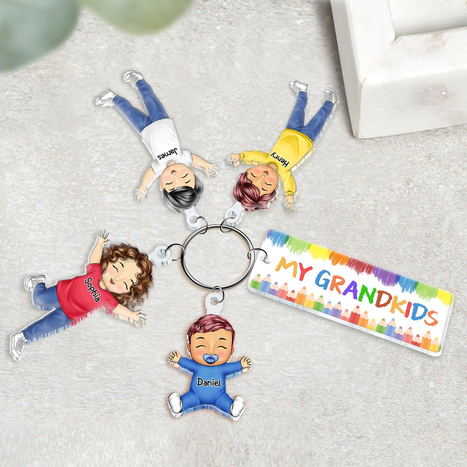 Our Grandkids Version 11 To 15 - Loving Gift For Grandma, Grandparents, Mother - Personalized Acrylic Tag Keychain