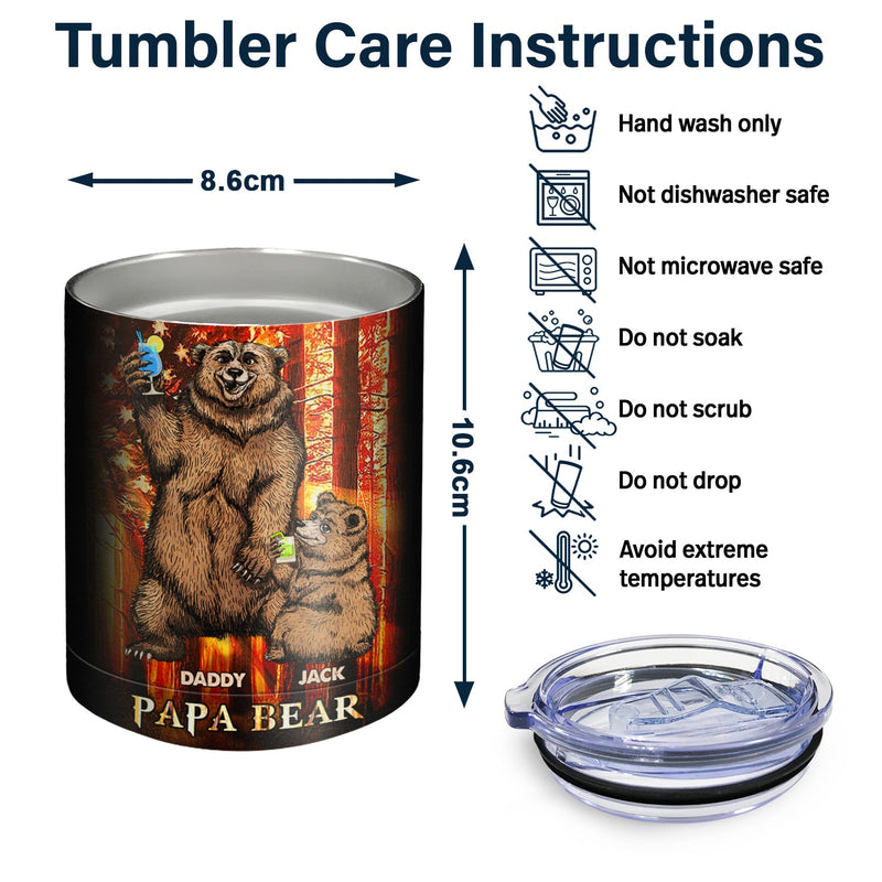Papa Bear - Birthday, Loving Gift For Dad, Father, Papa, Grandpa, Grandfather - Personalized Lowball Tumbler