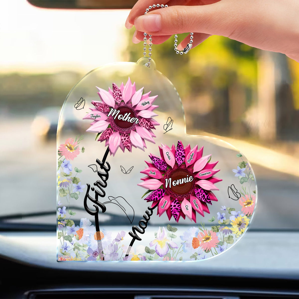 First Mom Now Grandma - Gift For Mothers, Grandmas, Aunties - Personalized Acrylic Car Hanger