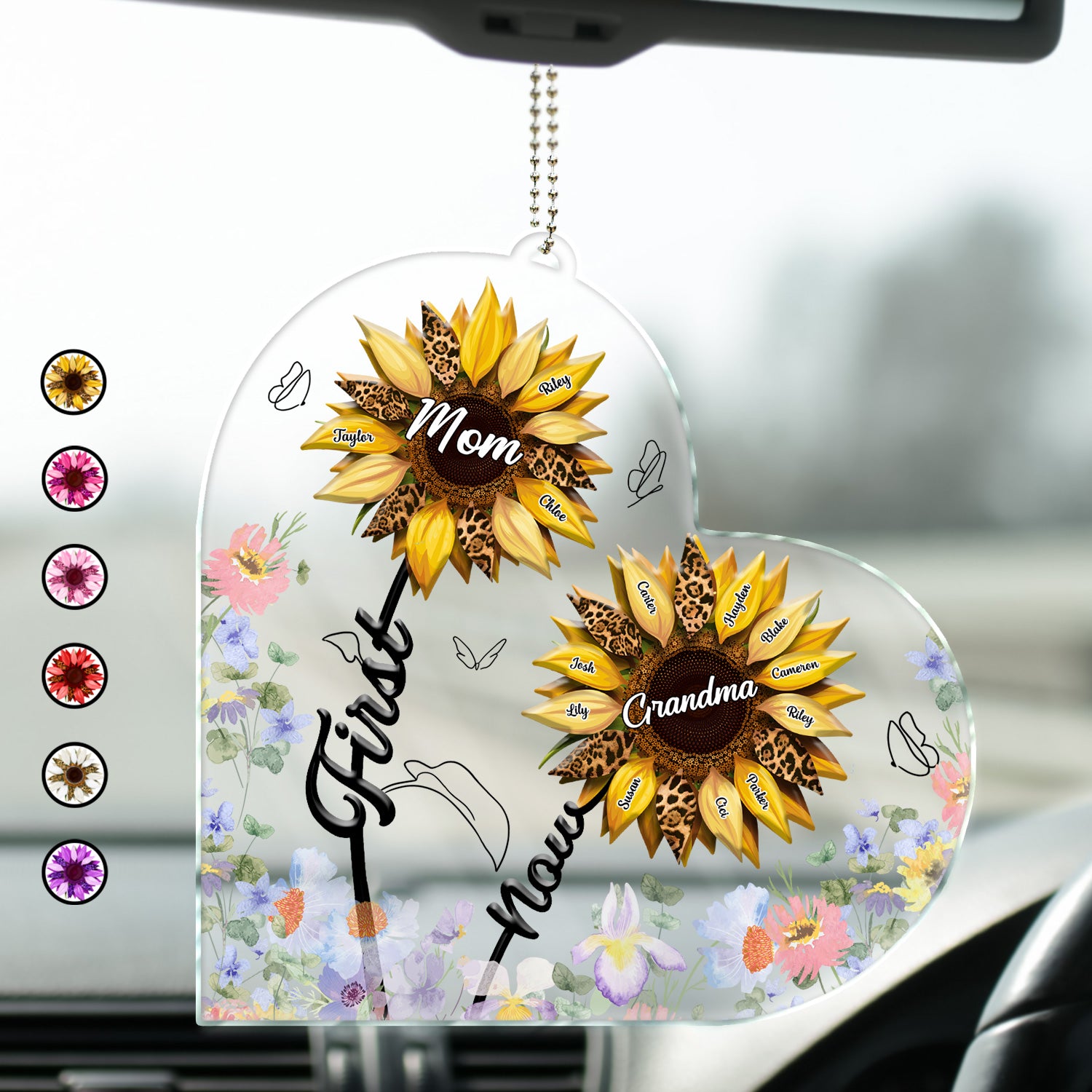 First Mom Now Grandma - Gift For Mothers, Grandmas, Aunties - Personalized Acrylic Car Hanger