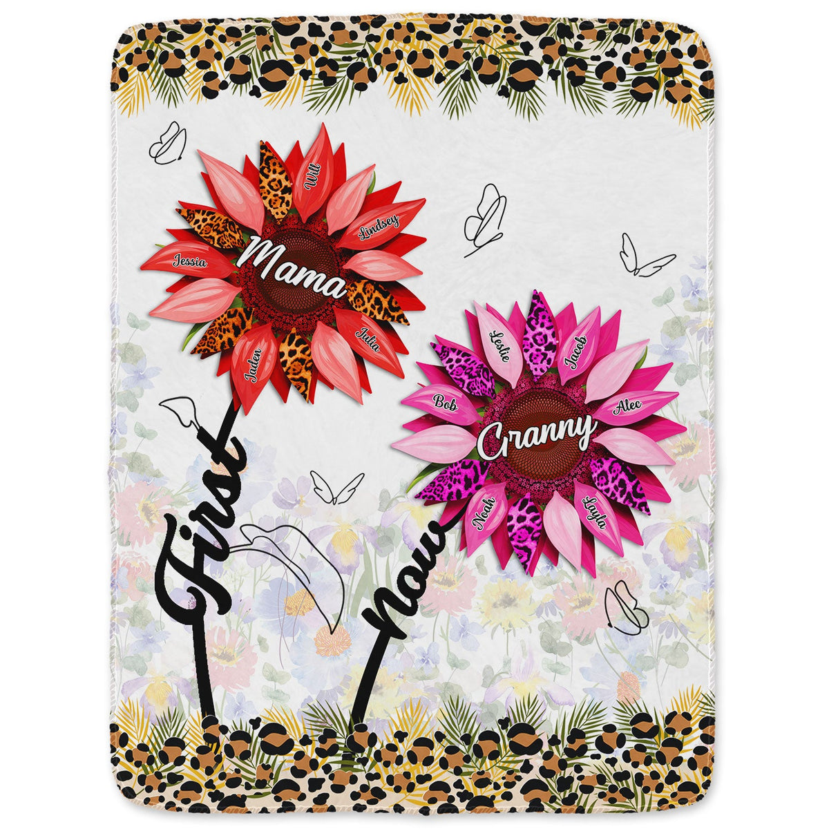First Mom Now Grandma - Gift For Mothers, Grandmas, Aunties - Personalized Fleece Blanket, Sherpa Blanket
