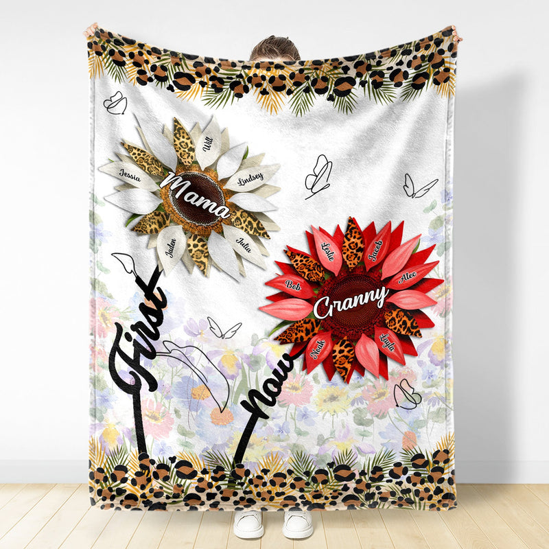First Mom Now Grandma - Gift For Mothers, Grandmas, Aunties - Personalized Fleece Blanket, Sherpa Blanket