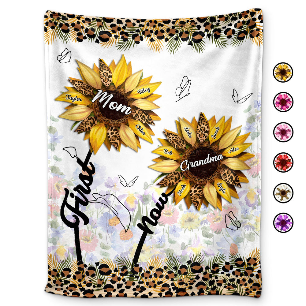 First Mom Now Grandma - Gift For Mothers, Grandmas, Aunties - Personalized Fleece Blanket, Sherpa Blanket
