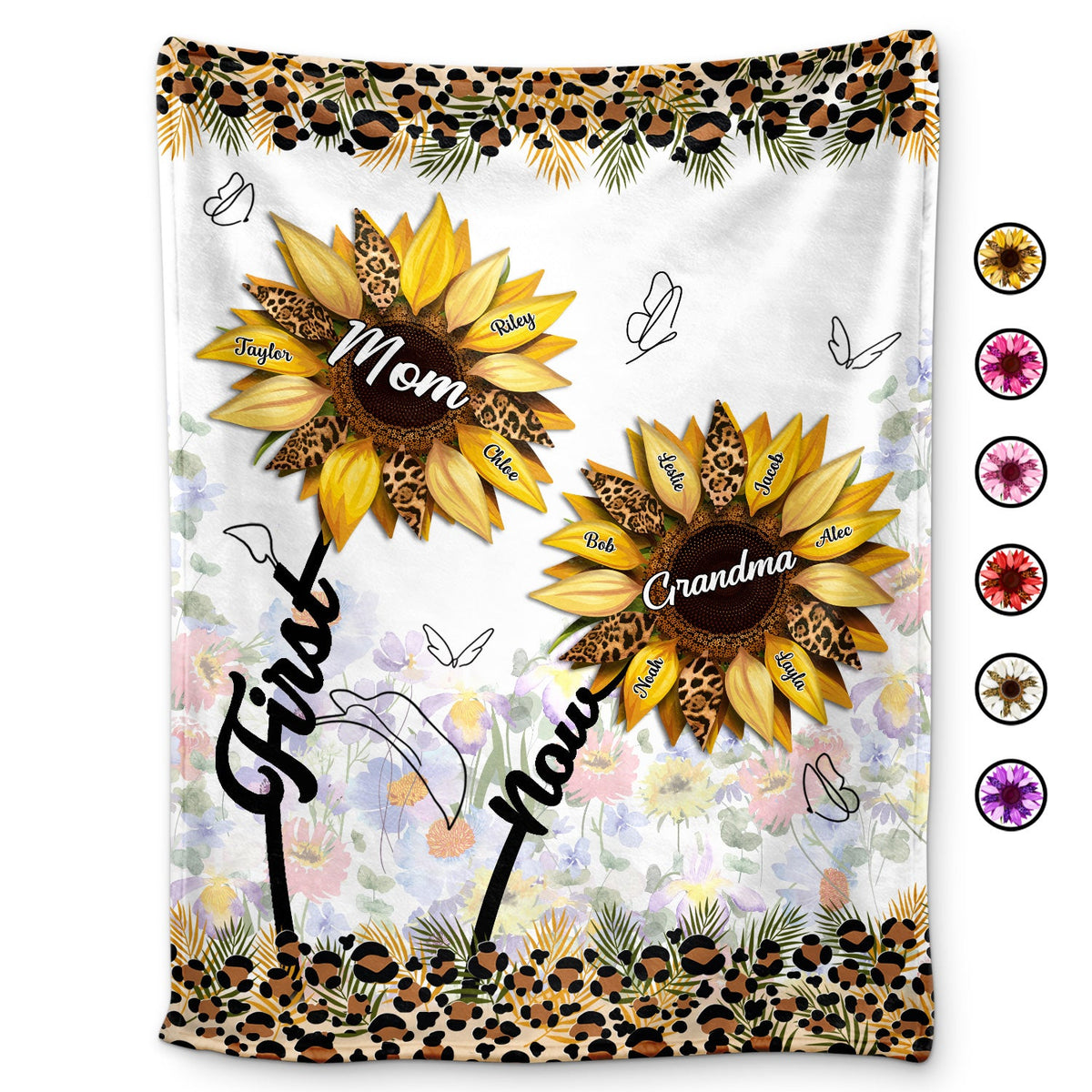 First Mom Now Grandma - Gift For Mothers, Grandmas, Aunties - Personalized Fleece Blanket, Sherpa Blanket