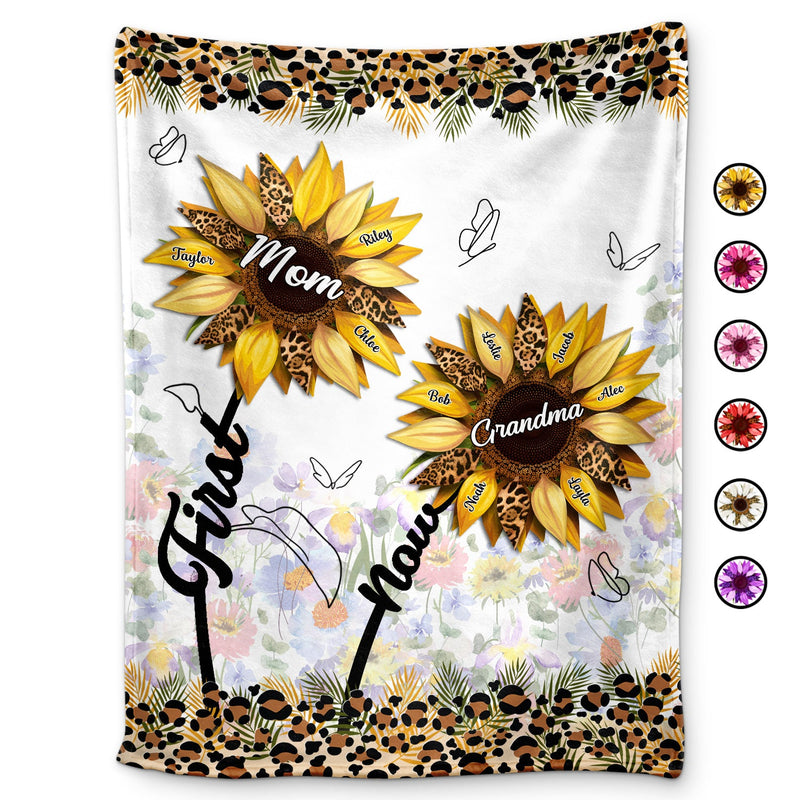 First Mom Now Grandma - Gift For Mothers, Grandmas, Aunties - Personalized Fleece Blanket, Sherpa Blanket