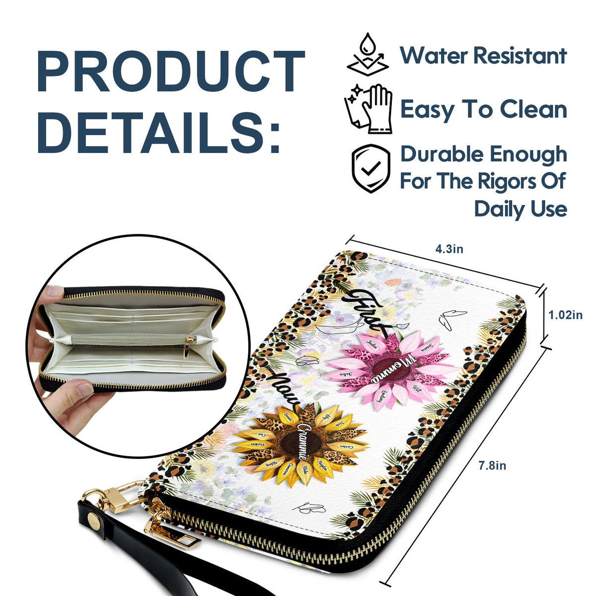 First Mom Now Grandma - Gift For Mothers, Grandmas, Aunties - Personalized Leather Long Wallet