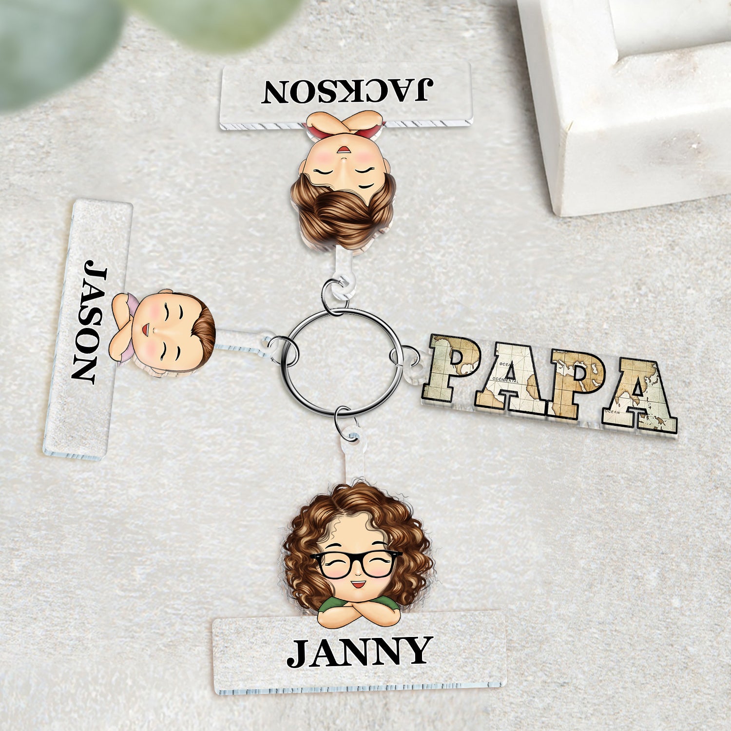 Papa Daddy Uncle - Loving Gift For Dad, Father, Grandpa, Grandfather - Personalized Acrylic Tag Keychain
