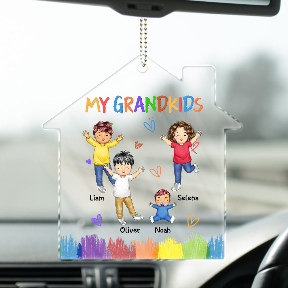 Our Grandkids - Loving Gift For Grandma, Grandpa, Grandparents, Mother, Father - Personalized Acrylic Car Hanger