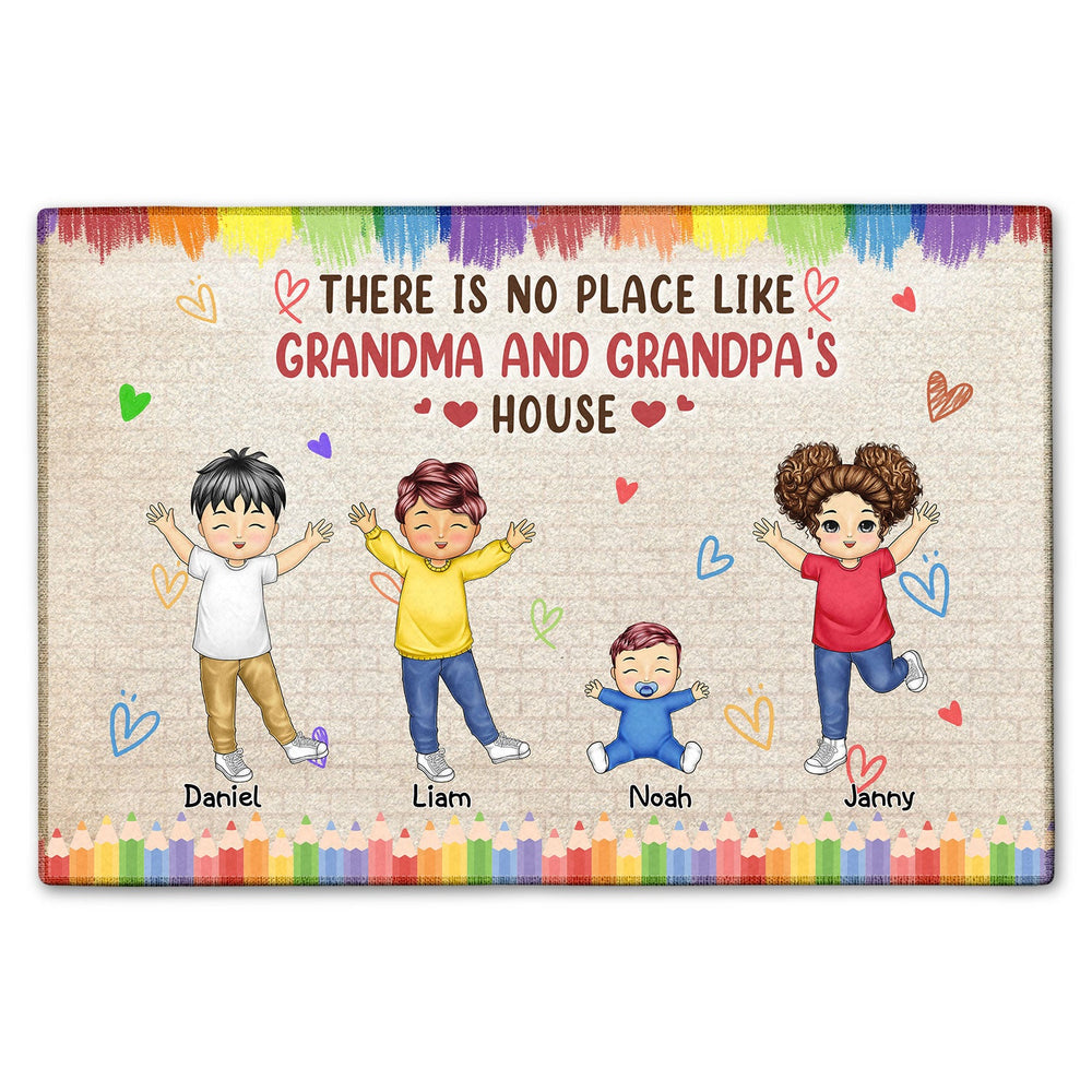 There Is No Place Like Grandma And Grandpa's House - Gift For Grandparents, Parents - Personalized Doormat