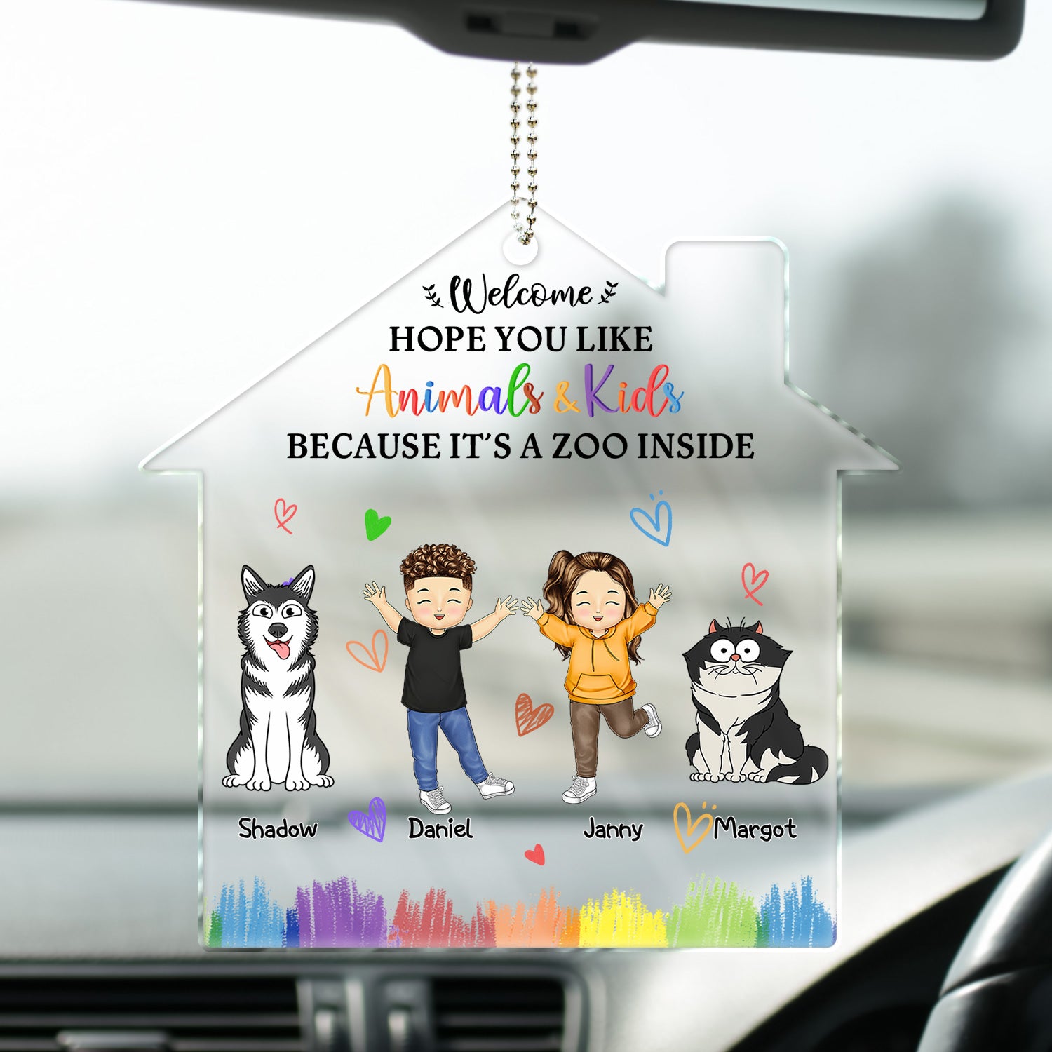Hope You Like Animals And Kids - Gift For Grandparents, Parents, Family - Personalized Acrylic Car Hanger