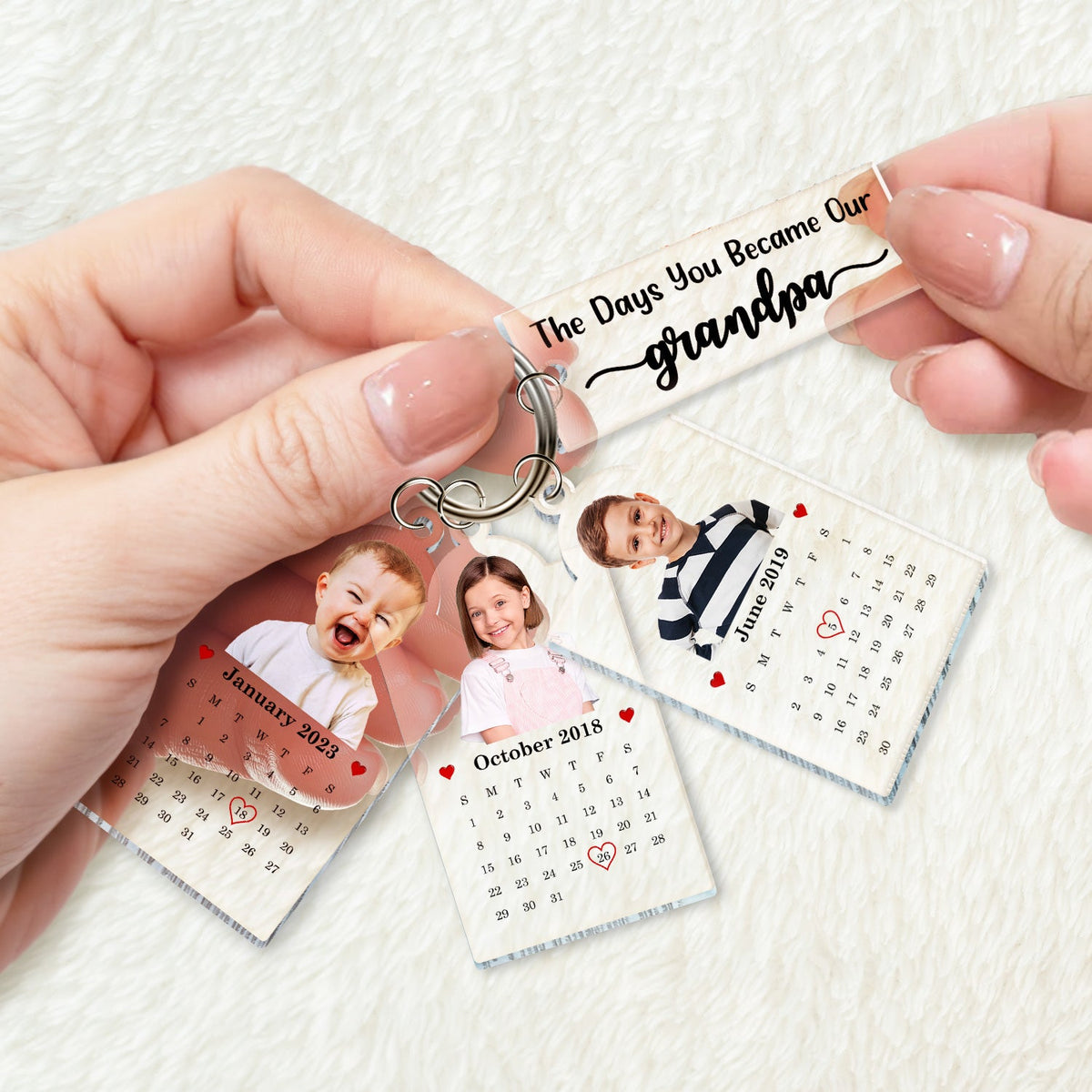 Custom Photo Calendar The Day You Became Our Dad Mom - Personalized Acrylic Tag Keychain